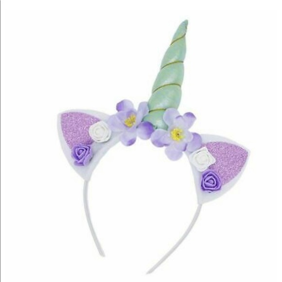 Other - 🦄SOFT GREEN Unicorn Horn Flower Headband Caticorn